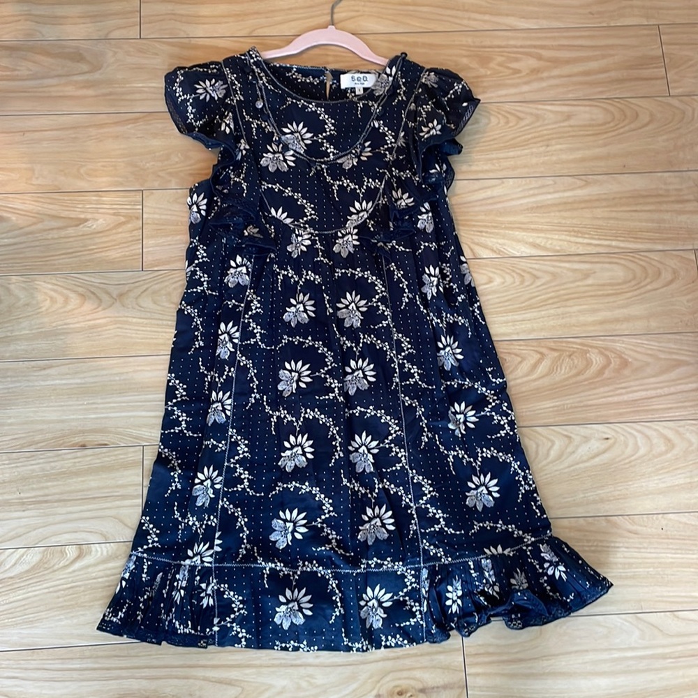 SEA NEW YORK Blue and cream babydoll dress size 2!